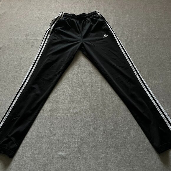 Adidas Track Running Pants Men Small Black White Stripes Ankle Zip Jogger - Picture 1 of 7